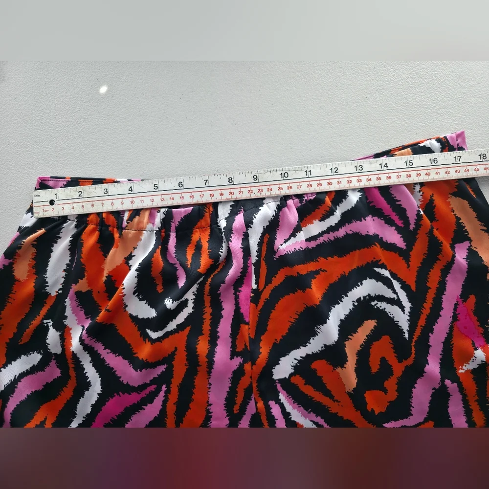DVF for Target Satin Pajama Set Disco Zebra Pink Orange Vibrant Retro Boho Large - Picture 10 of 13